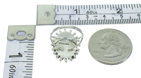 Southwest Silver Water Wave And Magenta Turquoise Needlepoint Ring Size 5-1/4 YX67092